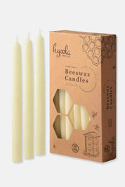 White Beeswax 8" Taper Candles, Box of 12