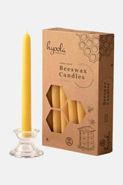 Yellow Beeswax 8" Taper Candles, Box of 12