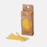 Yellow Beeswax Birthday Candles, Box of 24