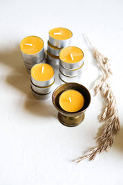 Yellow Beeswax Tealight Candles, Box of 24