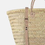 French Market Harvesting Basket Backpack with Natural Leather Straps