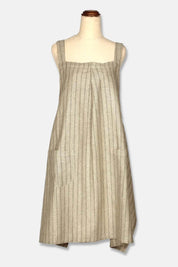 Provincial Pinafore Apron, Burnt Olive Stripe