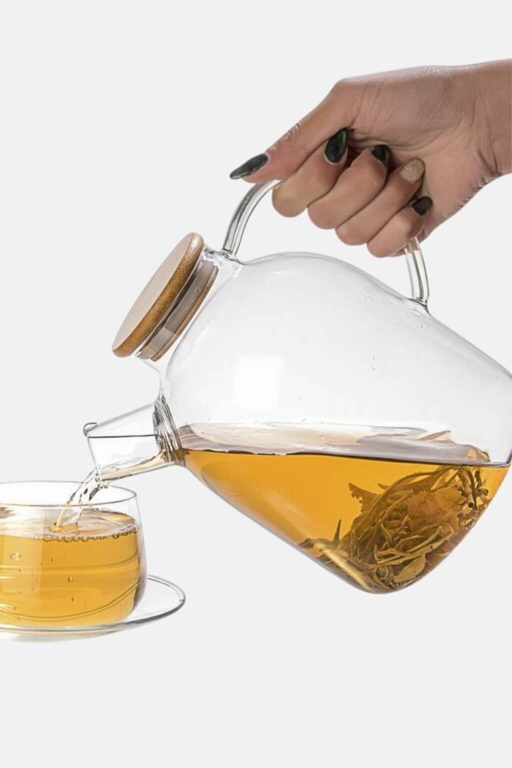 Borosilicate Glass Teapot Kettle Bamboo Lid